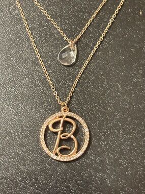 MadisonTyler Rose Gold Double-Layer Initial 'B' Pendant Necklace